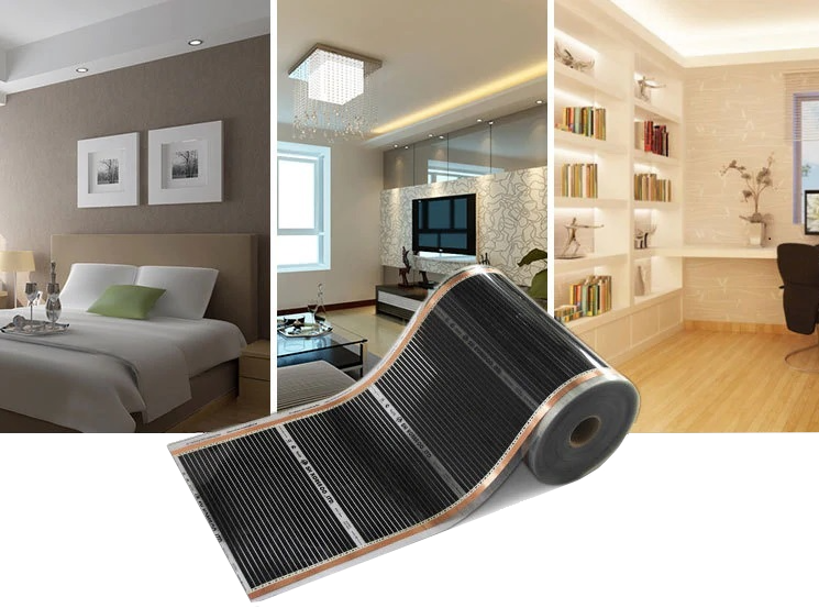 Carbon verwarmingsfolie voor infrarood vloerverwarming geschikt voor slaapkamer, woonkamer en werkkamer
