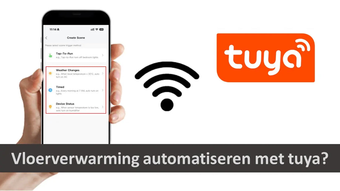 Tuya Smart app scene automation instellen op smartphone voor wifi thermostaat vloerverwarming