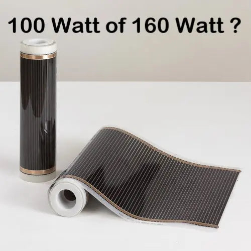 Twee rollen carbon verwarmingsfolie naast elkaar — 100 Watt of 160 Watt per m²